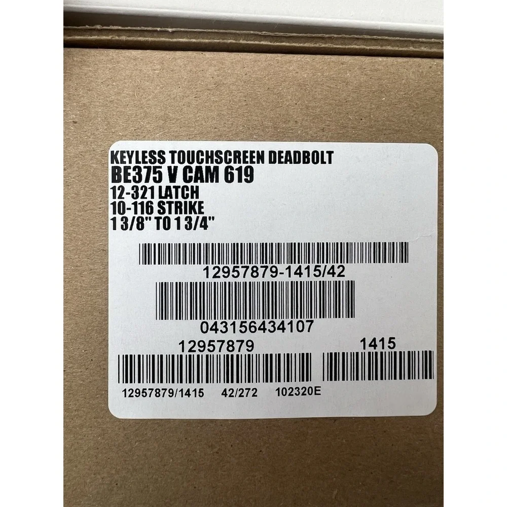 Schlage Touch BE375 V CAM 619 Keyless Entry Deadbolt Door Lock Satin Nickel